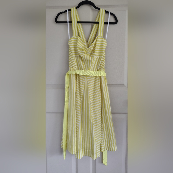 Moulinette Soeurs Yellow Striped Midi Dress - Picture 2 of 5